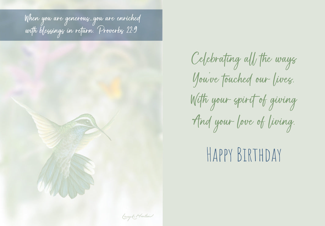 Birthday Day of Joy #295 from America's favorite hummingbird artist
