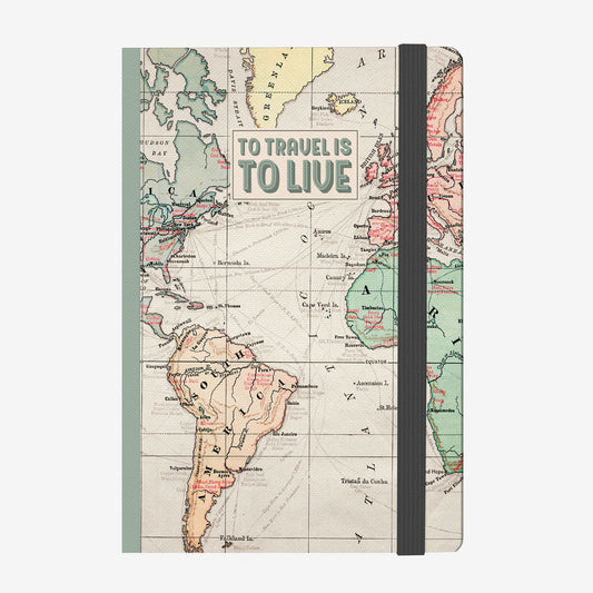 Travel Journal made in Italy, 7" x 5" with Elastic Closure, Back Pocket from Marvelous Brand